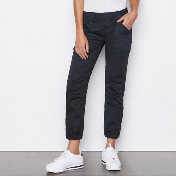 Frame Denim Trapunto Zip Cuff Cotton Blend Trousers in Washed Black Size 30 - Picture 1 of 9